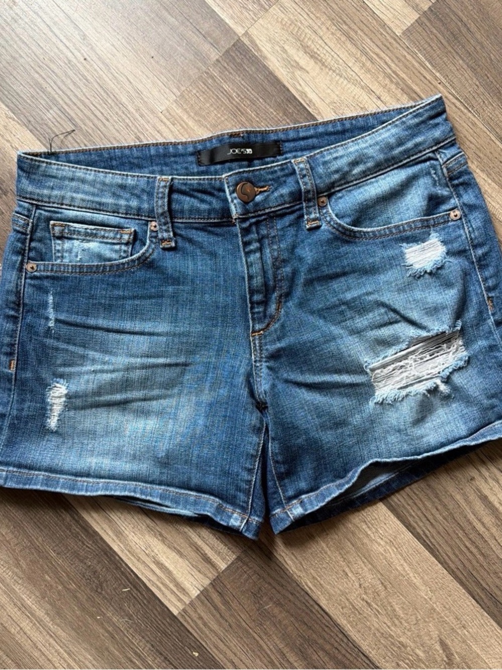 Joe's Jeans Medium Blue Distressed Denim Jean Shorts